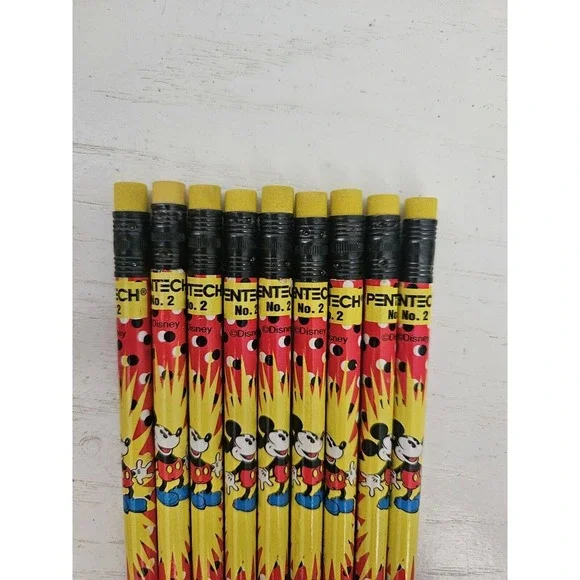 Lot Of 9 Vintage Disney Mickey Mouse & Minnie Electric Love Pencil Pentech No. 2 - Picture 2 of 6